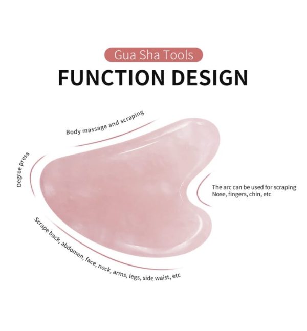 Gua Sha C-Section Scraping Massage Tool Rose Quartz Crystal - Image 2