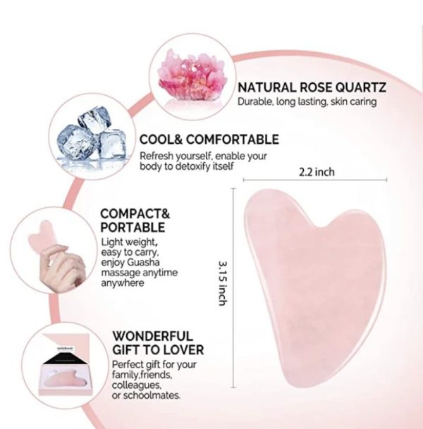 Gua Sha C-Section Scraping Massage Tool Rose Quartz Crystal - Image 4