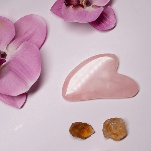 Gua Sha C-Section Scraping Massage Tool Rose Quartz Crystal