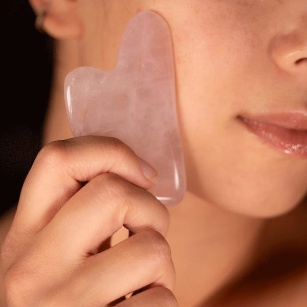 Gua Sha C-Section Scraping Massage Tool Rose Quartz Crystal - Image 3